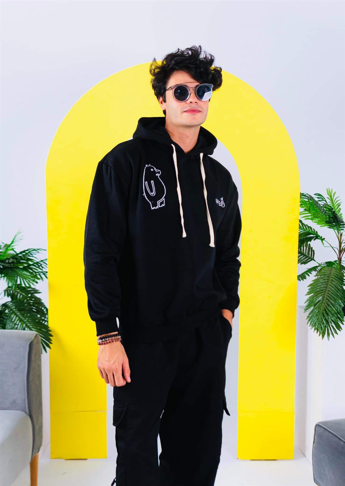 Line Bear Hoodie — front view